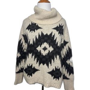 Ralph Lauren Denim & Supply Sweater Women's Large Turtleneck Aztec Silk Western